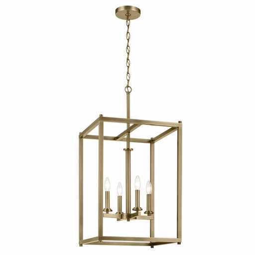 Crosby Four Light Foyer Pendant in Natural Brass