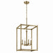 Crosby Four Light Foyer Pendant in Natural Brass