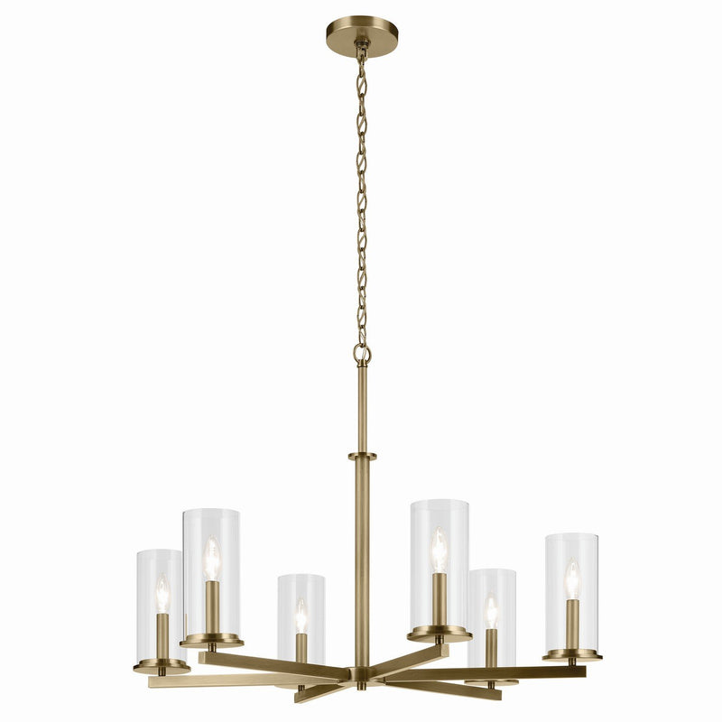 Crosby 6-Light Chandelier in Natural Brass