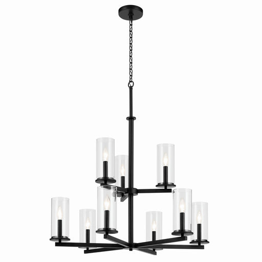 Crosby Nine Light Chandelier in Black