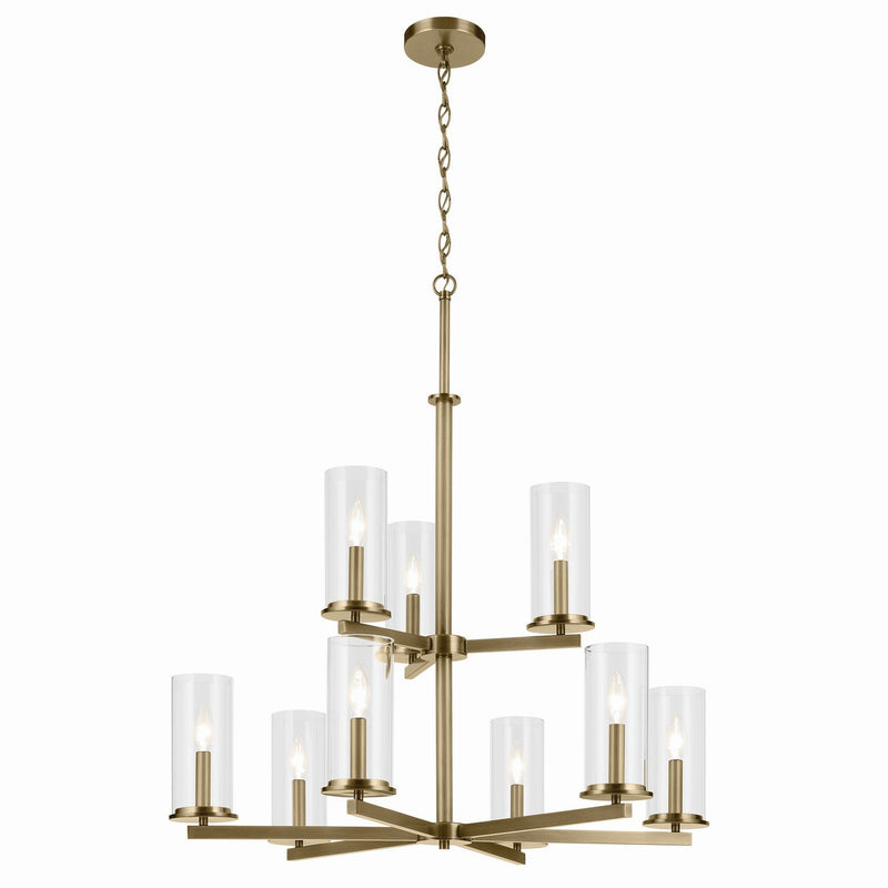 Crosby 9-Light Chandelier in Natural Brass
