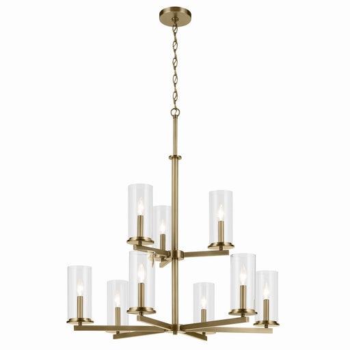 Crosby Nine Light Chandelier in Natural Brass