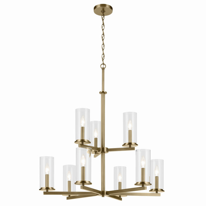 Crosby Nine Light Chandelier in Natural Brass