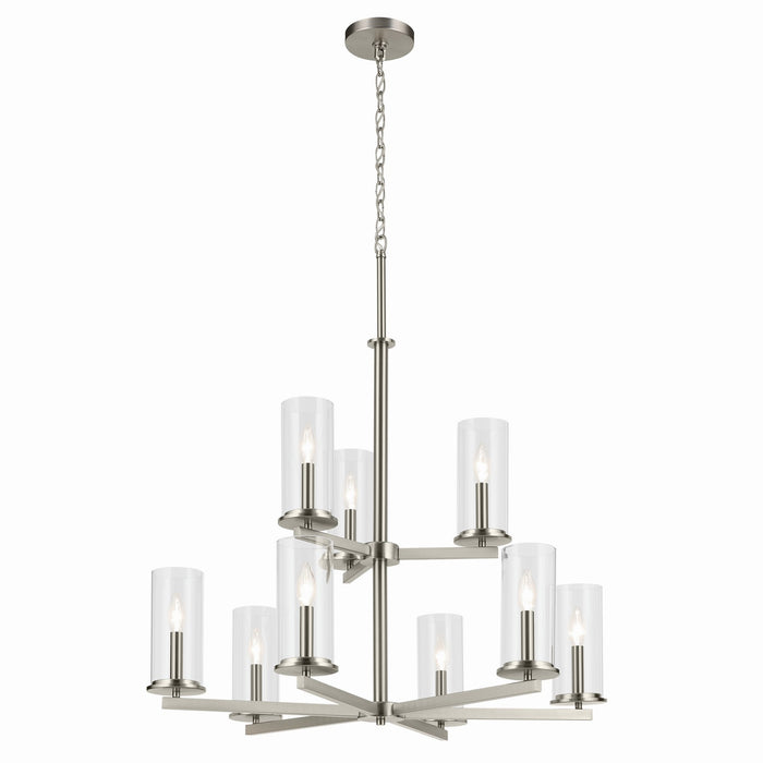 Crosby Nine Light Chandelier in Brushed Nickel