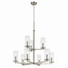 Crosby Nine Light Chandelier in Brushed Nickel