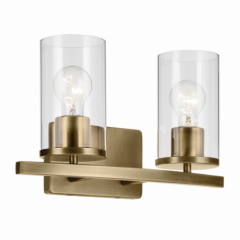 Crosby 2-Light Bath Vanity Light in Natural Brass