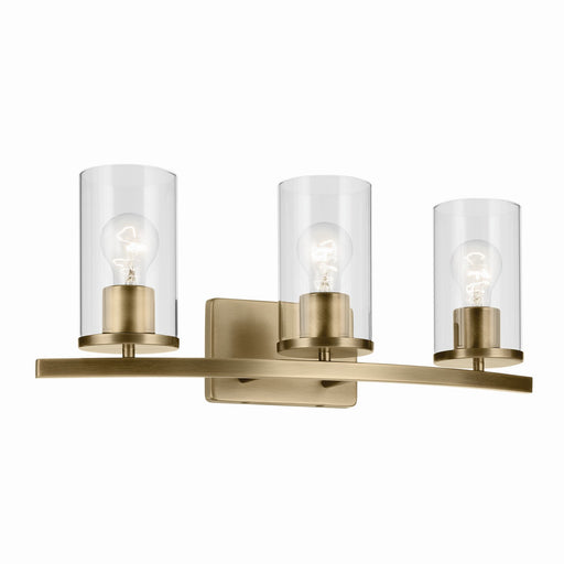 Crosby Three Light Vanity in Natural Brass