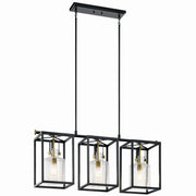 Kitner 3-Light Linear Chandelier in Natural Brass