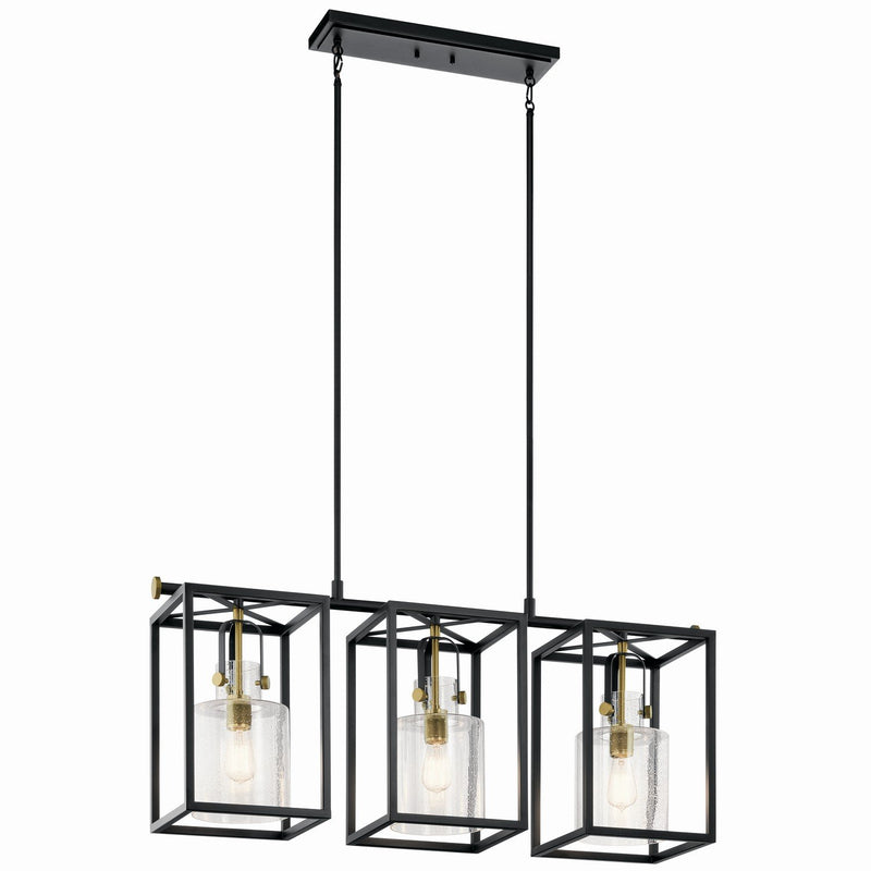 Kitner 3-Light Linear Chandelier in Natural Brass
