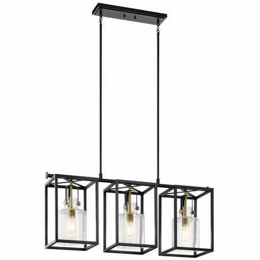 Kitner 3-Light Linear Chandelier in Natural Brass
