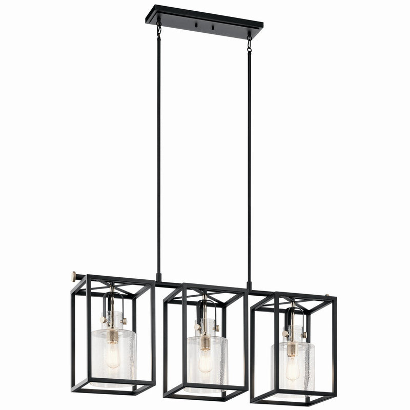 Kitner 3-Light Linear Chandelier in Polished Nickel