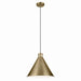 Zailey One Light Pendant in Natural Brass