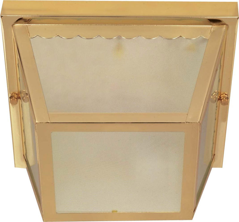 Carport 2-Light Outdoor Flush Mount in Polished Brass