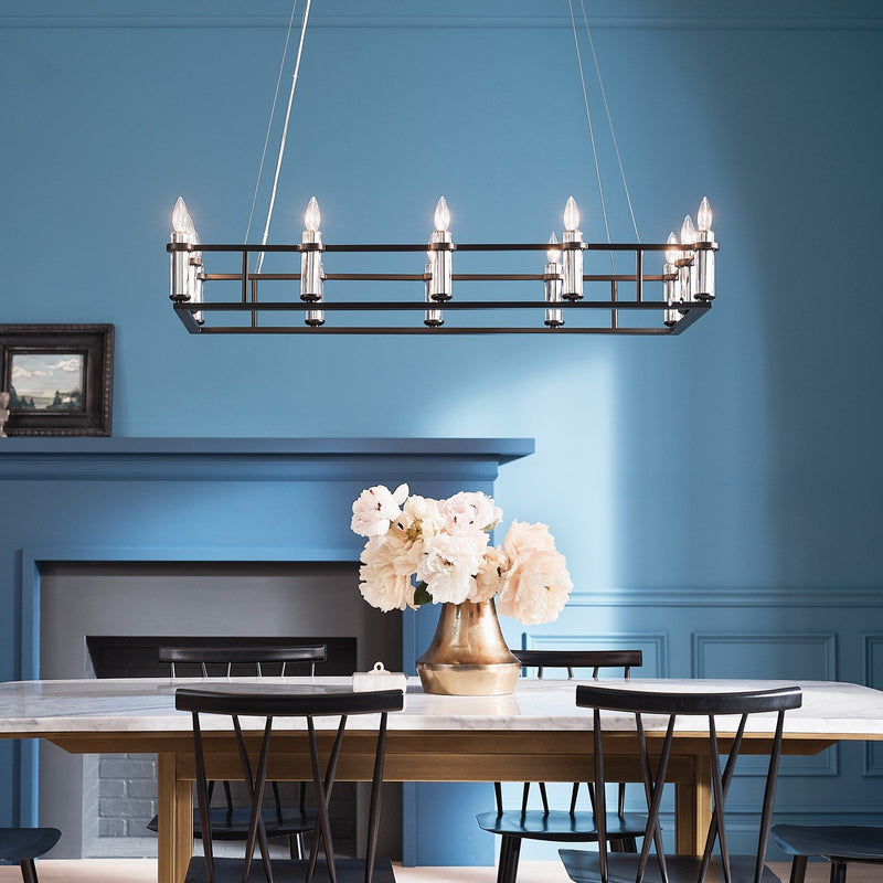 Rosalind 12-Light Linear Chandelier in Black