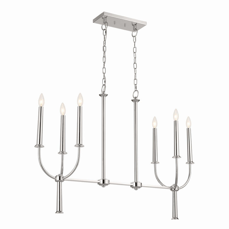 Florence 6-Light Linear Chandelier in Polished Nickel