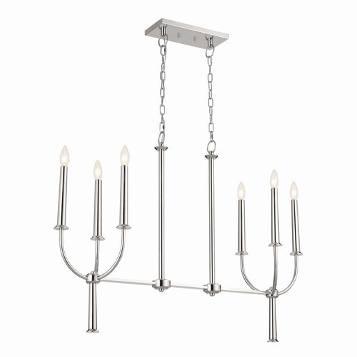 Florence 6-Light Linear Chandelier in Polished Nickel