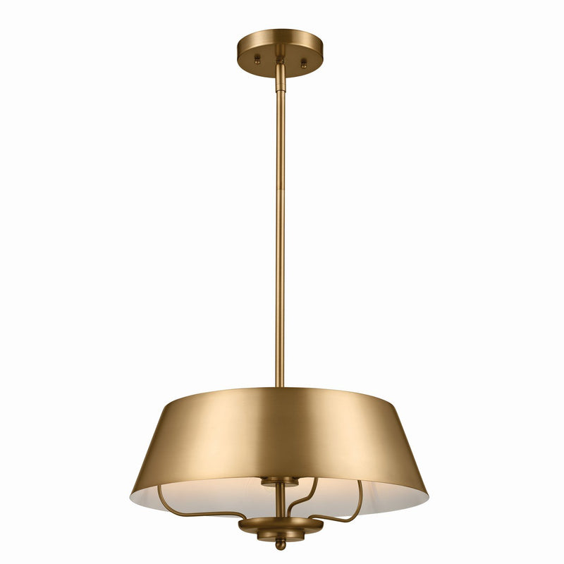 Luella 3-Light Convertible Pendant in Brushed Natural Brass