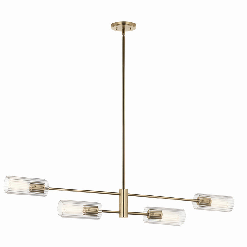 Velestino 4-Light Linear Chandelier in Champagne Bronze