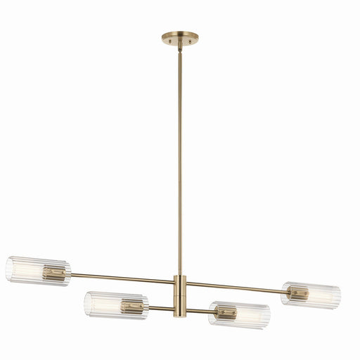 Velestino 4-Light Linear Chandelier in Champagne Bronze