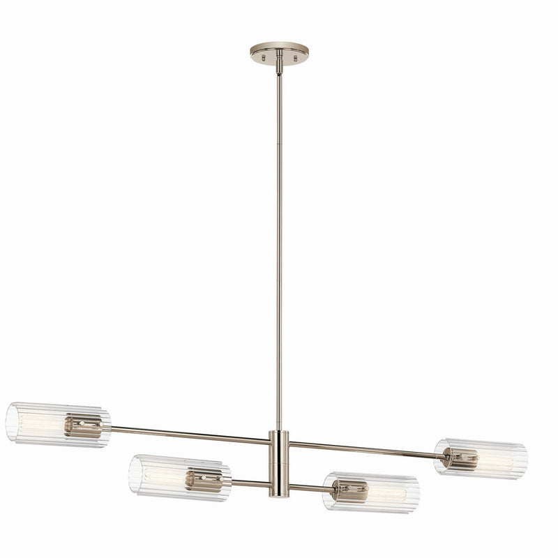 Velestino 4-Light Linear Chandelier in Polished Nickel