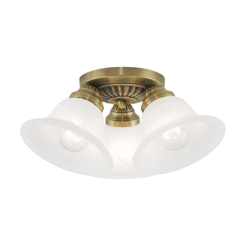 Edgemont 3-Light Semi-Flush Mount in Antique Brass