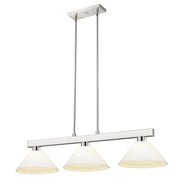 Cobalt 3 Light Billiard, Glass Shades (A14) in Brushed Nickel