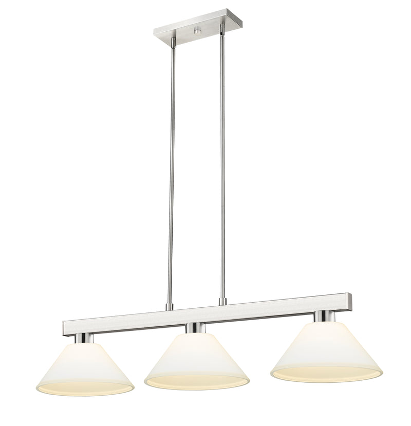 Cobalt 3 Light Billiard, Glass Shades (A14) in Brushed Nickel