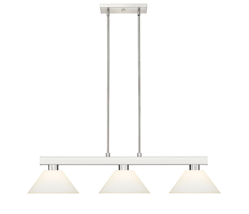 Cobalt 3 Light Billiard, Glass Shades (A14) in Brushed Nickel