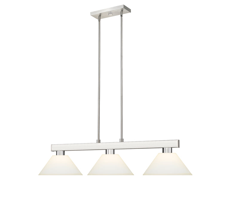 Cobalt 3 Light Billiard, Glass Shades (A14) in Brushed Nickel