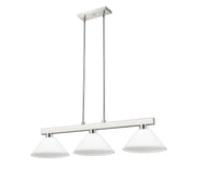 Cobalt 3 Light Billiard, Glass Shades (A14) in Brushed Nickel