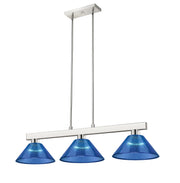 Cobalt 3 Light Billiard, Acrylic & Plastic Shades in Brushed Nickel