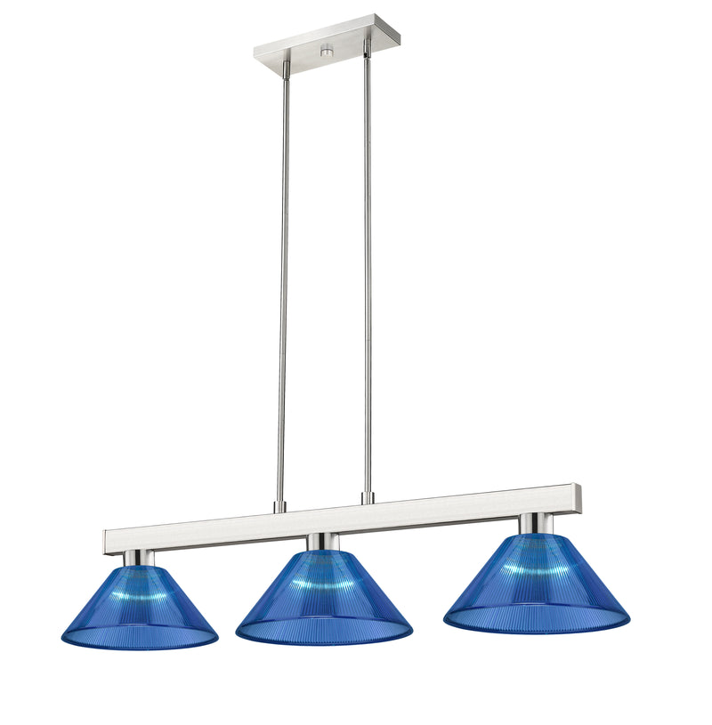 Cobalt 3 Light Billiard, Acrylic & Plastic Shades in Brushed Nickel