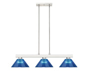 Cobalt 3 Light Billiard, Acrylic & Plastic Shades in Brushed Nickel