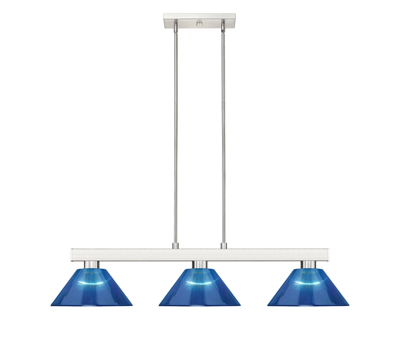 Cobalt 3 Light Billiard, Acrylic & Plastic Shades in Brushed Nickel