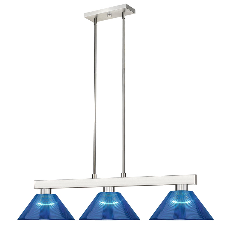 Cobalt 3 Light Billiard, Acrylic & Plastic Shades in Brushed Nickel