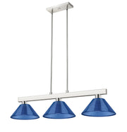 Cobalt 3 Light Billiard, Acrylic & Plastic Shades in Brushed Nickel