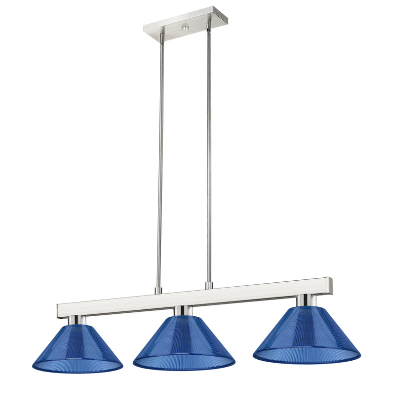 Cobalt 3 Light Billiard, Acrylic & Plastic Shades in Brushed Nickel