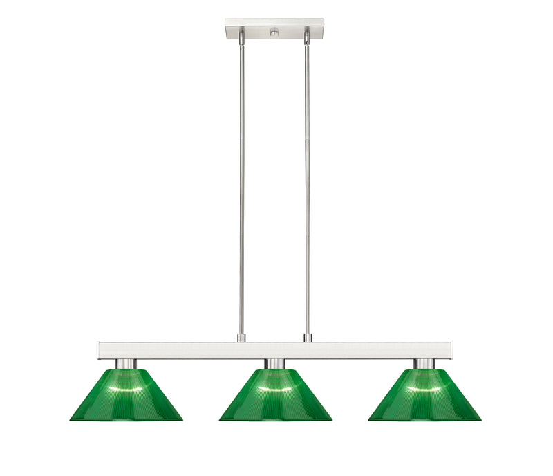 Cobalt 3 Light Billiard, Acrylic & Plastic Shades in Brushed Nickel