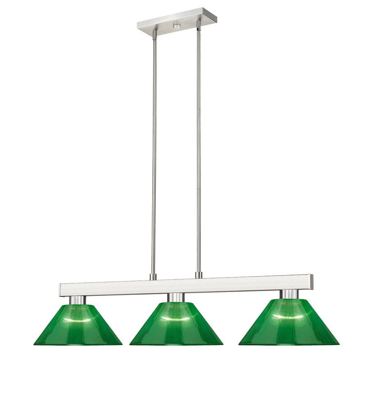 Cobalt 3 Light Billiard, Acrylic & Plastic Shades in Brushed Nickel