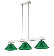 Cobalt 3 Light Billiard, Acrylic & Plastic Shades in Brushed Nickel