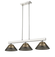 Cobalt 3 Light Billiard, Acrylic & Plastic Shades in Brushed Nickel