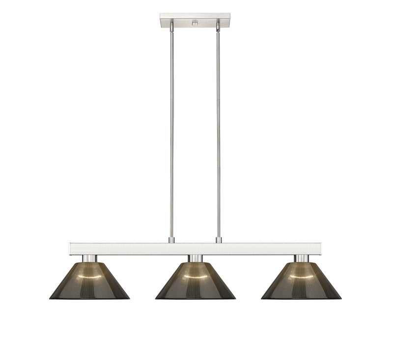 Cobalt 3 Light Billiard, Acrylic & Plastic Shades in Brushed Nickel