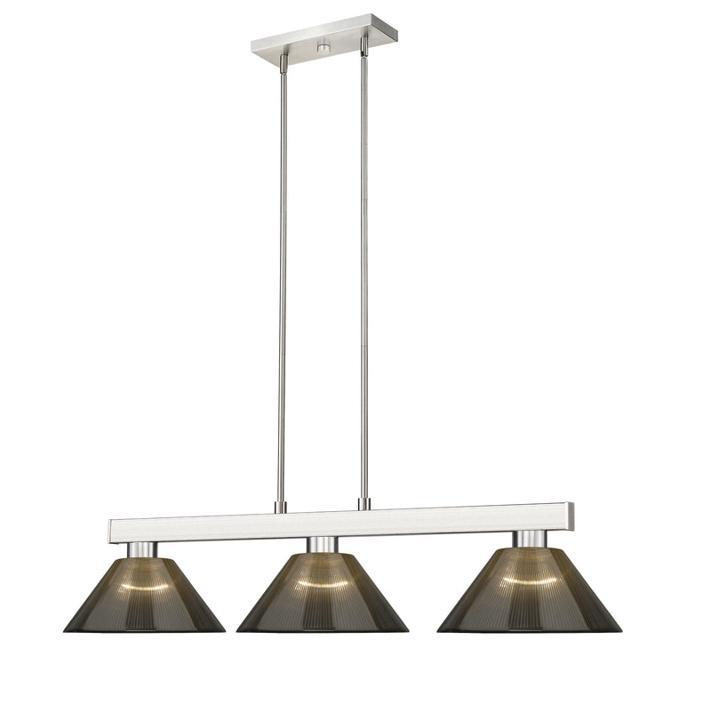 Cobalt 3 Light Billiard, Acrylic & Plastic Shades in Brushed Nickel