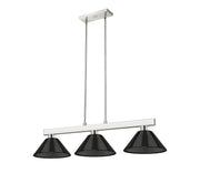 Cobalt 3 Light Billiard, Acrylic & Plastic Shades in Brushed Nickel