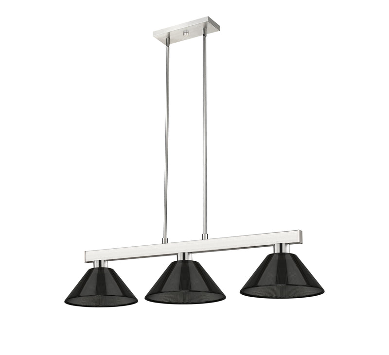 Cobalt 3 Light Billiard, Acrylic & Plastic Shades in Brushed Nickel