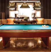 Cobalt 3 Light Billiard, Acrylic & Plastic Shades in Brushed Nickel in a room setting