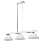 Cobalt 3 Light Billiard, Glass Shades (A14) in Brushed Nickel