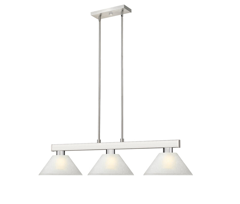 Cobalt 3 Light Billiard, Glass Shades (A14) in Brushed Nickel