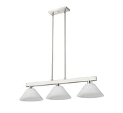 Cobalt 3 Light Billiard, Glass Shades (A14) in Brushed Nickel