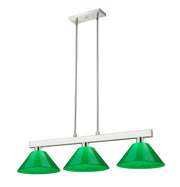 Cobalt 3 Light Billiard, Plastic Shades in Brushed Nickel